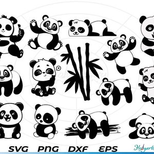 Paquete svg de Panda lindo perezoso, Lindo Panda Vector svg, Bambú con Cara de Panda svg, Lindo Panda svg, Dibujos animados Lindo Animal svg, png