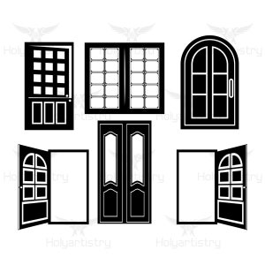 Deur SVG, Deur bundel snijden Bestand voor Cricut, Huis Vector, Deurknob Silhouet voor het aanpassen van T-shirts, Frame Clipart, Vinyl cut Files