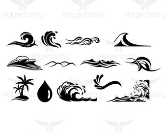 Waves bundle  SVG, Wave  Cutting File for Cricut,Vector,Silhouette for Customizing T-Shirts,Clipart,Vinyl cut Files