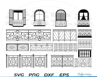Decorative Balcony Svg, Balcony Svg, Architecture Svg, Balcony Dxf, Balcony Png, Balcony Clipart, Balcony Files, Balcony Eps, window,