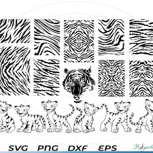 Tiger Stripes SVG, Tiger Pattern svg, Bengal Tiger Pattern , Animal Print , tiger pattern clipart, cut file svg dxf png eps, stripe bundle