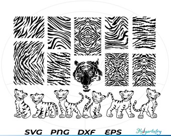 Tiger Streifen SVG, Tiger Muster svg, Bengal Tiger Muster, Animal Print, Tiger Muster Clipart, Schnittdatei svg dxf png eps, stripe bundle