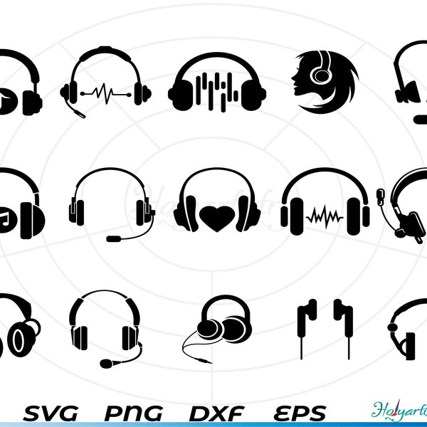 Headset svg, Headphone svg, DJ svg, Music svg, Headset Clipart, Cut Files for Silhouette, Files for Cricut, Vector, dxf, png, Design