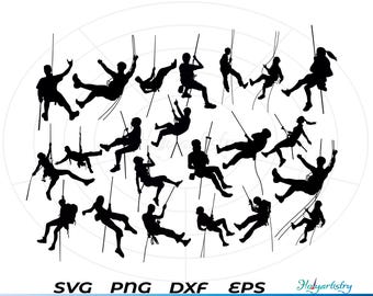 Rappelling Svg, Rope Climbing Svg, Climbing Svg, Rock Climbing Svg, Mountain Climbing Svg, Files For Cricut, Files For Commercial Use