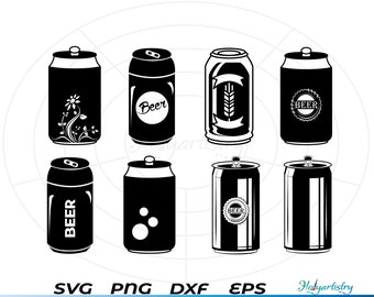 Canette de bière SVG, svg de canette de soda, canette en aluminium svg, des cliparts, des fichiers coupés pour la silhouette, des fichiers pour Cricut, vecteur, dxf, png, conception