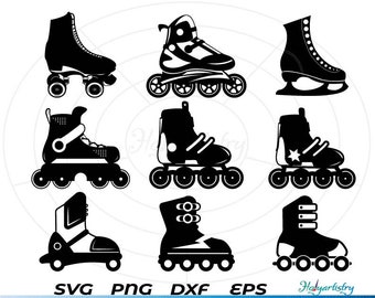 Patines de ruedas svg, Patines de ruedas divididos, Roller Derby svg, Imágenes Prediseñadas, Archivos de corte para silueta, Archivos para Cricut, Vector, dxf, png, Diseño