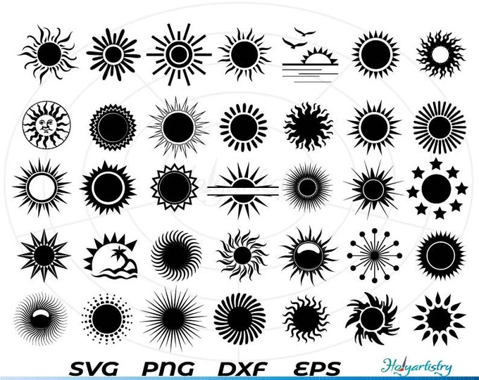 Sun Rays Dxf Sun SVG Bundle, Sun Svg, Sunset Svg, Sun Clipart, Sun Cut Files for ...