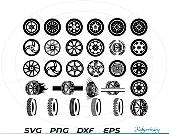 Tires SVG Bundle, Car Tires Svg file for cricut, Wheels Design Element Vector image, clip arts ,svg, png, dxf, esp Truck tires Auto Mechanic