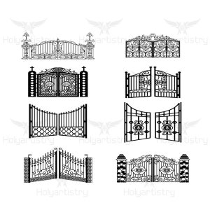 Gate SVG, iron door bundle cutting File for Cricut,Vector, Silhouette for Customizing T-Shirts, Clipart, Vinyl cut Files