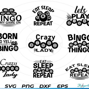 Bingo SVG, Bingo Cutting File pour Cricut, Bingo Vector, Bingo Monogram Silhouette, Bingo bundle Clipart, Vinyl cut Files, png, eps, dxf file