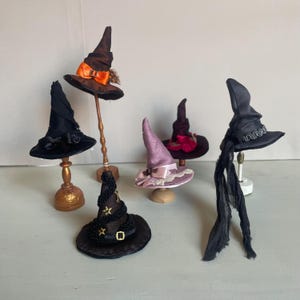 Miniature Witch Hat 1:12 Scale, Handmade Dollhouse Halloween Accessory, Doll Hat