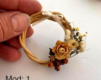 Miniature dried flower wreath for dollhouse 1:12 scale, Fall Hanging Decor