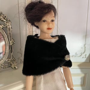 Miniature Velvet Shawl, Dollhouse clothes 1/12 Scale, Heidi Ott clothing Black