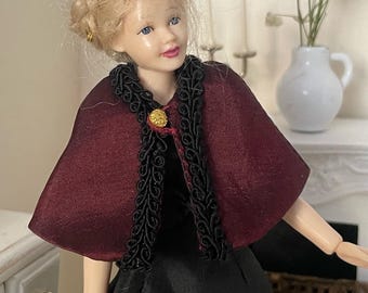Miniature Dollhouse Victorian Doll Cape, 1/12 scale Heidi Ott clothes, Mini Shawl for dolls.