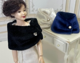 Sciarpa di velluto in miniatura, abiti per casa delle bambole in scala 1/12, abbigliamento Heidi Ott