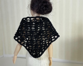 Sciarpa triangolare in miniatura all'uncinetto per casa delle bambole, scala 1:12, accessorio realistico per vestiti di bambole.