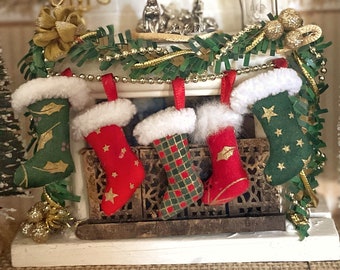 Dollhouse Christmas Stocking, Miniature Fireplace Decoration, 1/12 Scale  Santa Stocking, Mini Holiday Decor