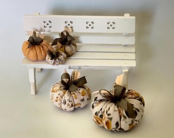 Dollhouse Fabric Pumpkins, 1:12 scale miniature Halloween Decor, Set of 5