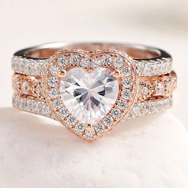 Rose Gold Ring Set Etsy