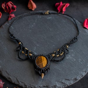 Bohemian Macrame Necklace Stone | Personalized Choker with Gemstone | Delicate Engagement Necklace goth | Romantic Jewelry Gifts for Her