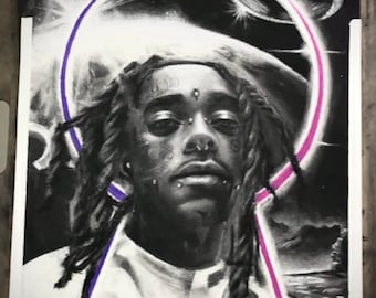 Original 18 x 24 Lil Uzi Eternal Atake Drawing Fan Art Poster