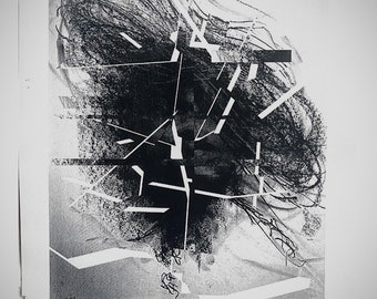 Shattered, Photolithography hand printed Charcoal Drawing