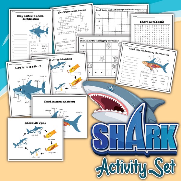 Shark activities for kids, Shark anatomy and life cycle poster printable, Shark theme, Shark unit study