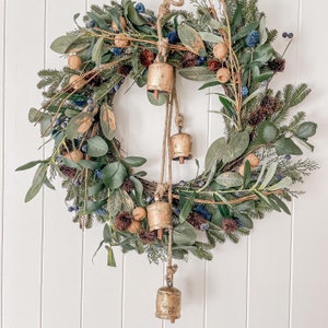 Rustic Gold Bells, Wreath Hanger, Christmas Holiday Decor, Noah Bells, Best Gift Idea for Loved- One's, Outdoor Hanging, Wind Chimes Bell