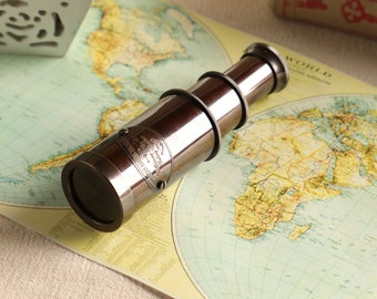 Antique Pocket Telescope Spyglass With Wooden Box, Boyfriend Gift, Special Gift, First Communion Gift, Husband Gift, Groomsmen Gift