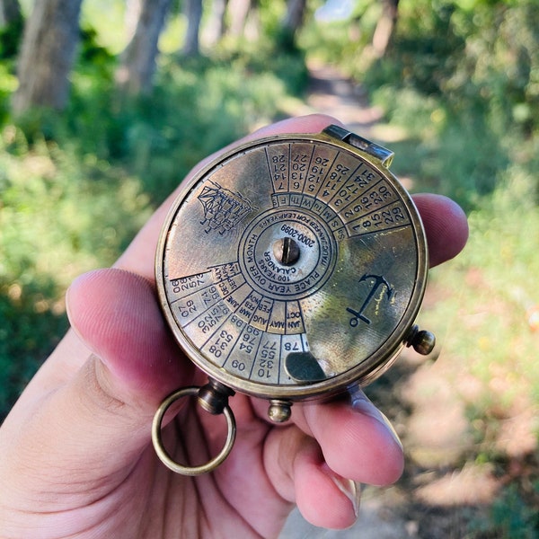 100 YEAR CALENDAR - COMPASS - Personalized Brass Compass - Anniversary Gift - Custom Gifts For Men - Gift For All Occasion - Birthday Gift