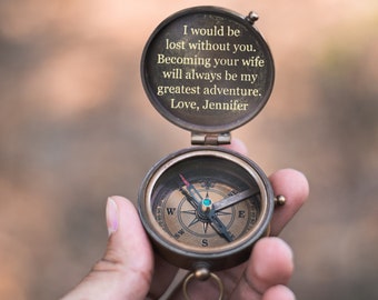 Anniversary Gift for Couples Compass for My Boyfriend, Custom Compass, Personalized Engraved Compass, Christmas Gift for Him, Wife Gift Him