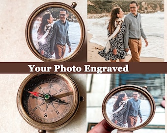 Picture Photo Compass, Personalized Compass, Wedding Gift, Anniversary Gift, Christmas Gift, Friendship Gift, Groomsmen Gift, Gifts For Him