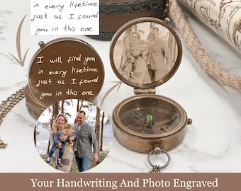 Photo Engraved Personalized Compass Couple Gift, Wedding Gift, Valentines Day Gift Him, Groomsmen Proposal, Anniversary gift for Boyfriend