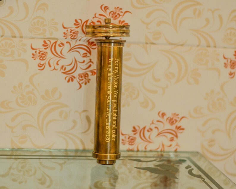 Personalize Vintage Brass Rotating Stained Glass Kaleidoscope Etsy