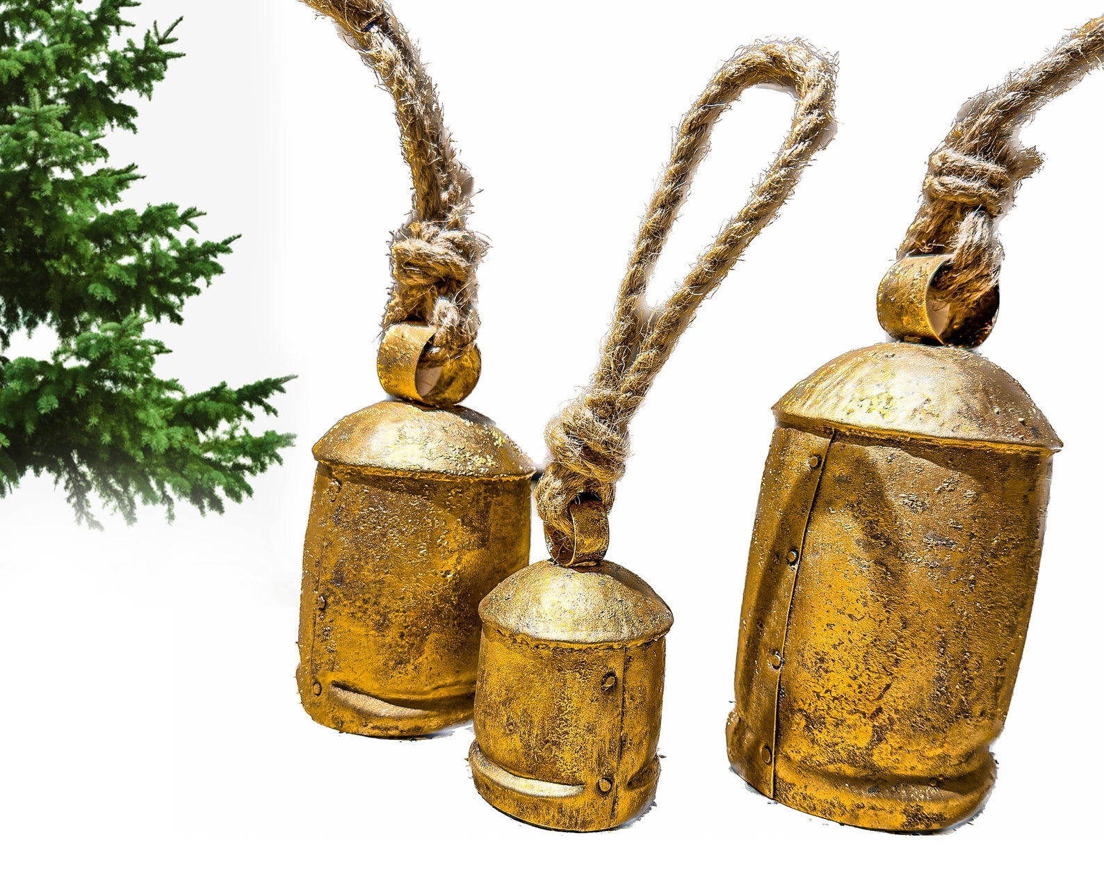 MrMrKura Vintage Jingle Bells Hanging String, 9 Antique Red
