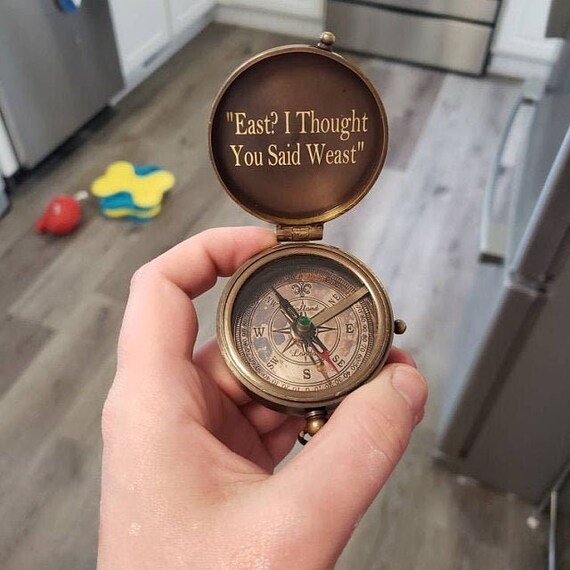 Gravierter Kompass „To My Husband I Love You“ – Aus Messing, Personalisierbar, In Lederbox, Geschenk Für Ihn