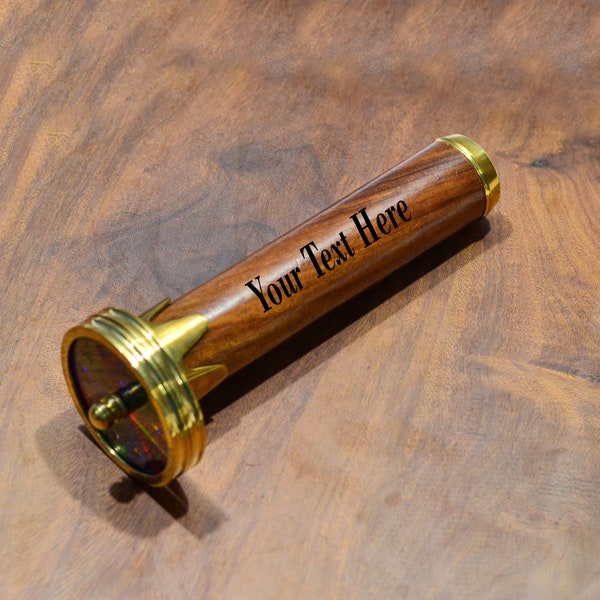 Kaleidoscope - Personalized Double Rotating Glass Wooden And Brass Prismatic Kaleidoscope - GIft for Loved One, Best Classic Gift Idea