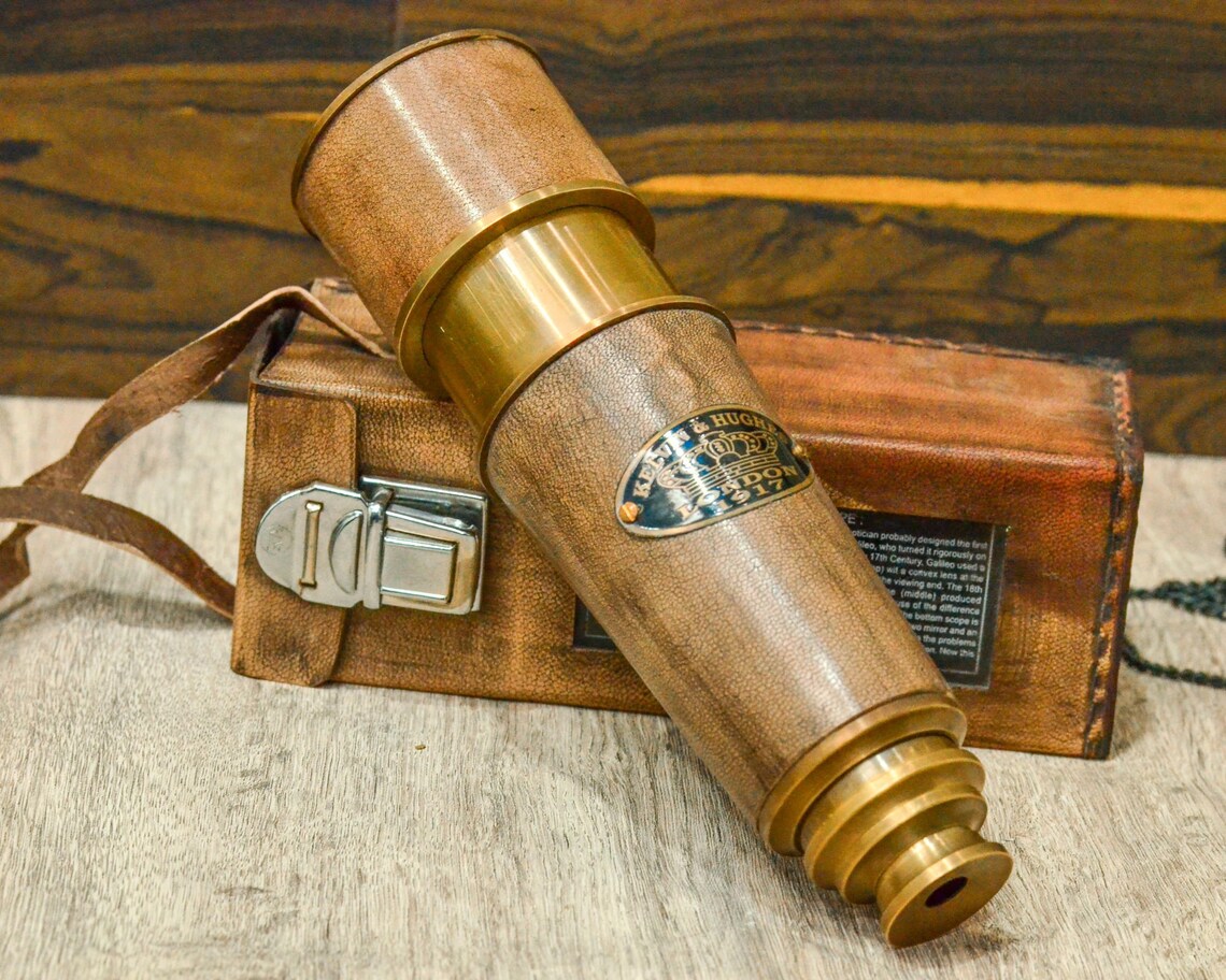 Personalized Antique Telescope With Leather Case Groomsmen Etsy Australia