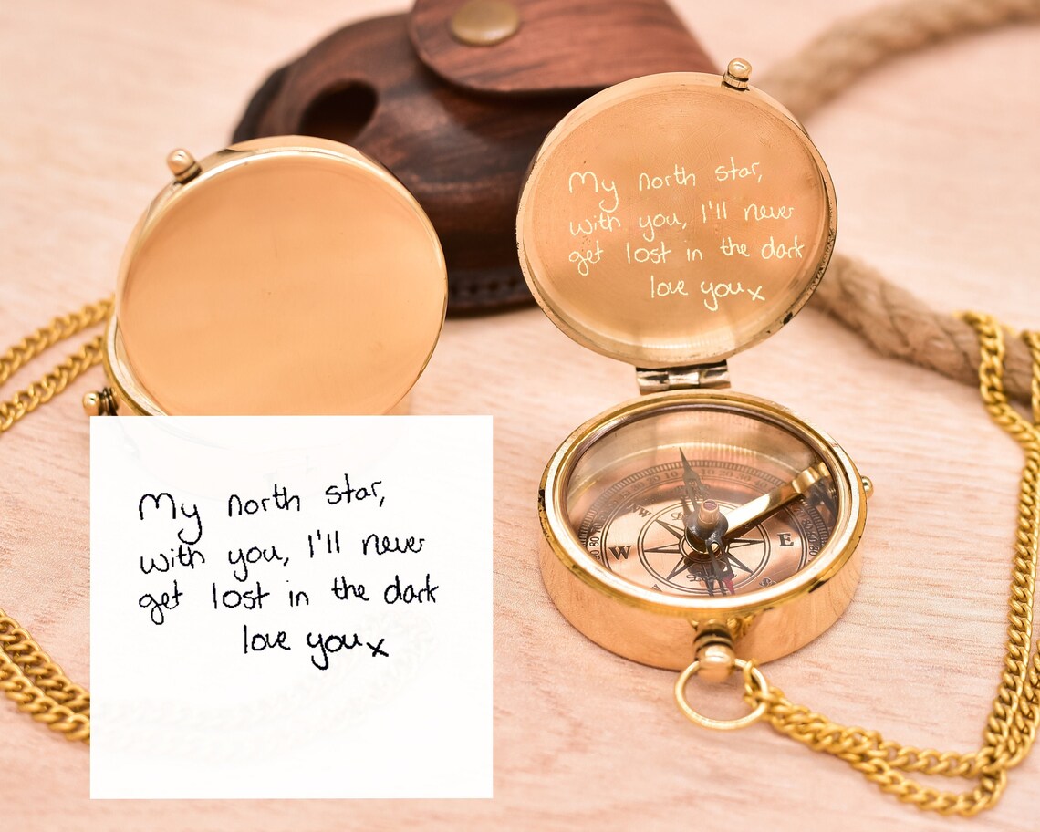 Engraved Nautical Compass Anniversary Gift For Him Gift For Etsy