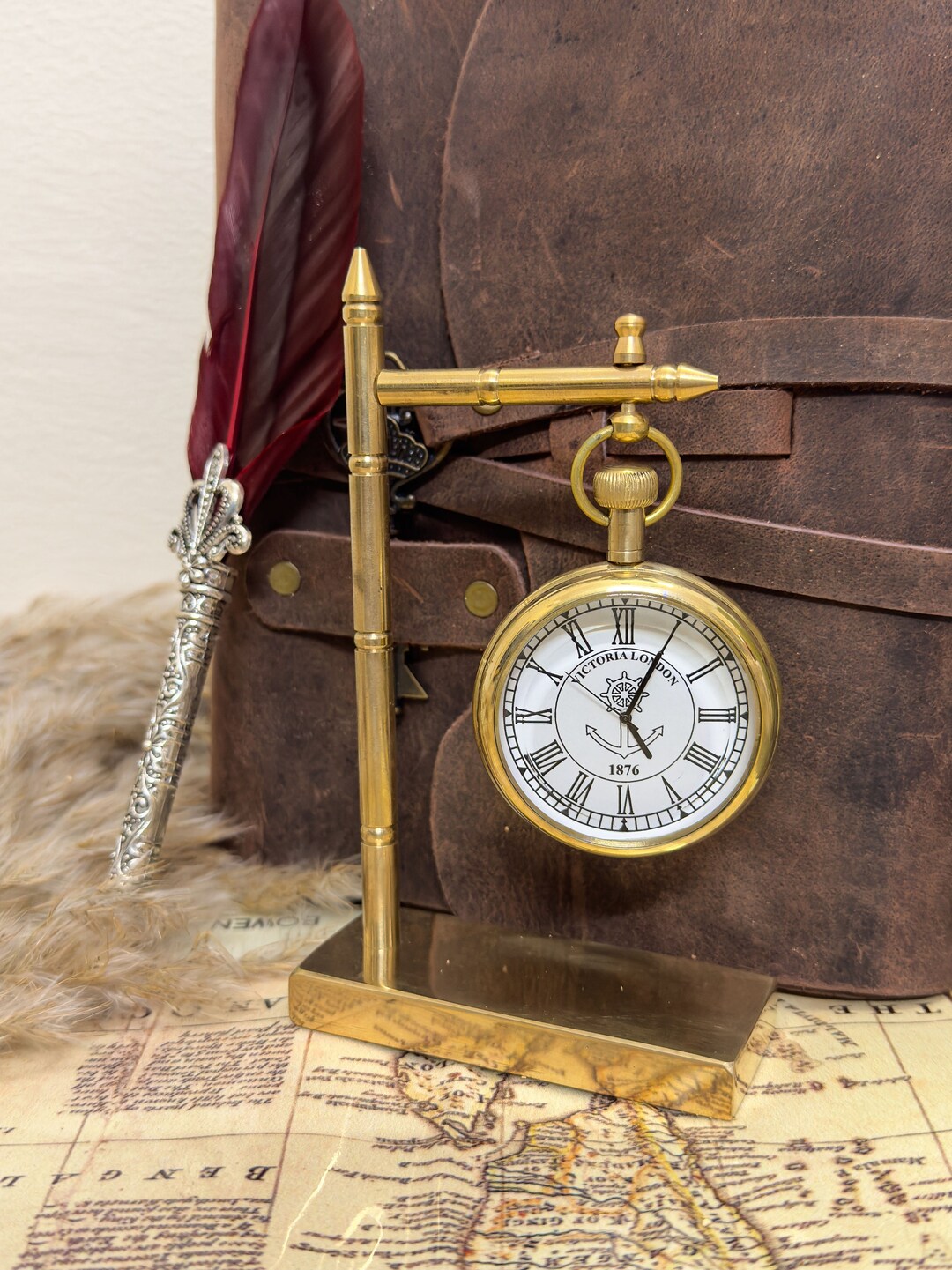 Personalized Table Clock, Engraved Antique Desk Clock, Christmas Gift