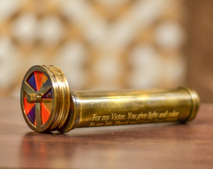 Featured listing image: Personalized Classic Kaleidoscope, Multicolor Kaleidoscope, Gold Brass Kaleidoscope, Engraved Wedding Gift, Creative Custom Gift, Gift Idea