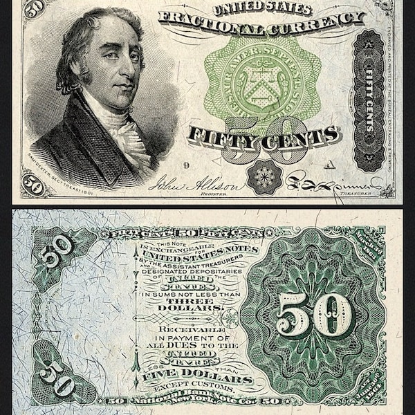 United States, Fractional Currency Fourth Issue, 10 - 50 Cents, 1863, P.115 - P.121, Complete Set REPLICA