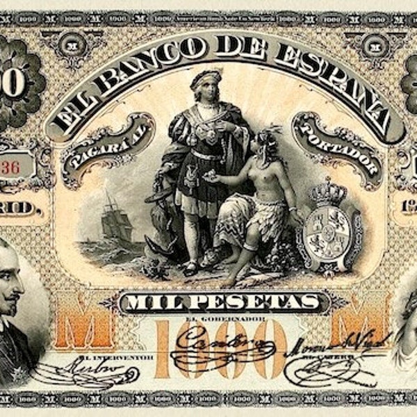 Spain, Banco de España, Lope de Vega Issues 100, 100 & 1000 Pesetas, 1876, P.11 - P.13, Complete Set REPLICA