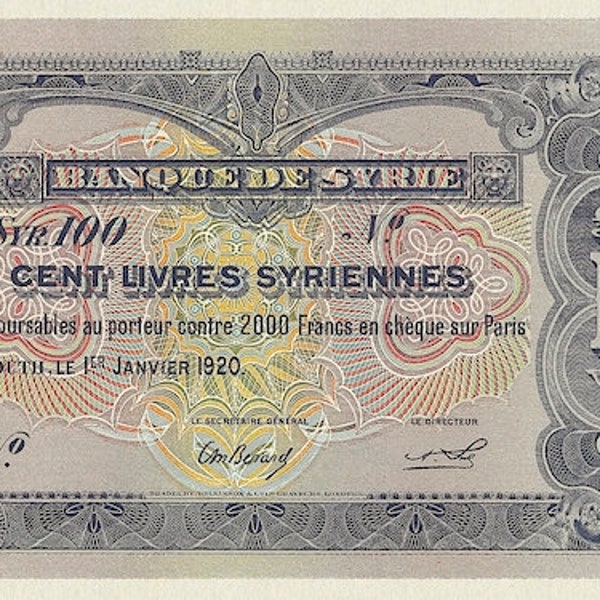 Syria, Banque de Syrie 1 Piastre - 100 Livres, 1920, P.6 - P.11, Complete Set, REPLICA