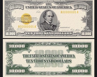United States, 10 - 10000 Gold Dollars, 1928, P.400 - P.407, Complete Set REPLICA
