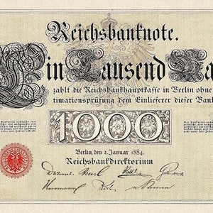 Germany, Reichsbanknote 100 & 1000 Mark, 1884 1891, P.12 P.13, REPLICA image 1