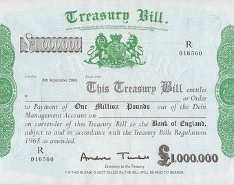 United Kingdom, Treasury Note,  1,000,000 Pounds, 2003, P.361B, REPLICA