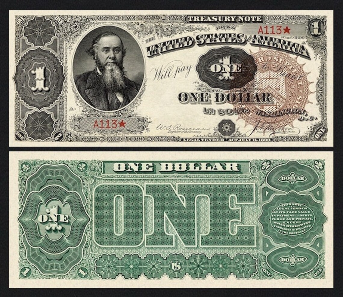 United States, 1 1000 Dollars grand Watermelon, Treasury Notes 1890, P