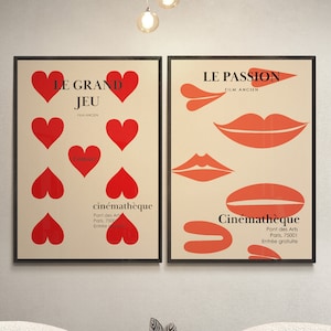 Roze Set - Le Grand Jeu & Le Passion - Cinematheque - Film Ancien - Film Poster - Cinema Poster - Speelkaarten - Harten -Vintage Ad Poster