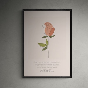 Le Petit Prince Poster - Little Prince - English Version - Rose - Flower Artwork -Pink - Line Art - Oneline - Nursery - Children Room - Kids